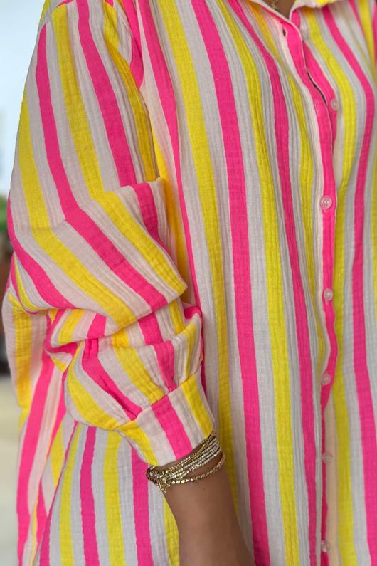 The Penelope Pillow Cotton Boyfriend Shirt Citronella Popsicle /15 =